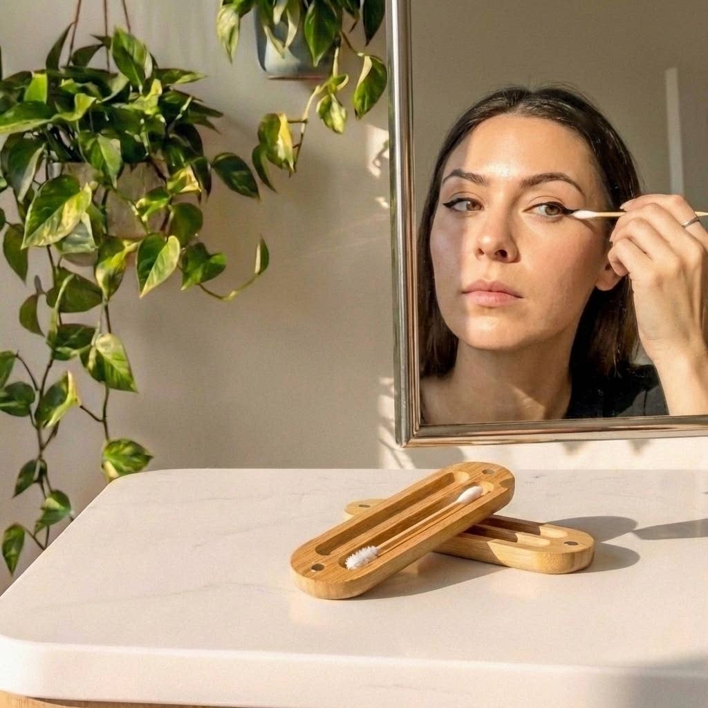 Reusable Bamboo Ear Buds in Case