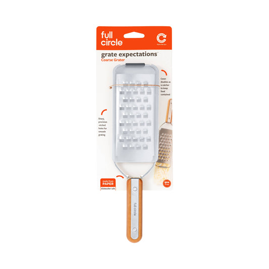 Full Circle Home Catch-All Precision Grater (formerly Grate Expectations) - orange package with precision grater; BPA-free