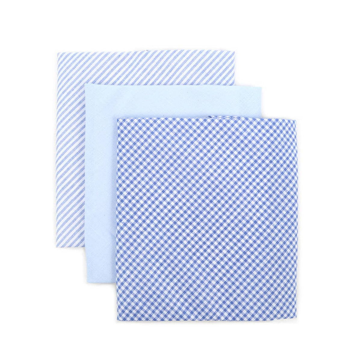 Men's Cotton Solid, Striped & Plaid Blue Handkerchiefs