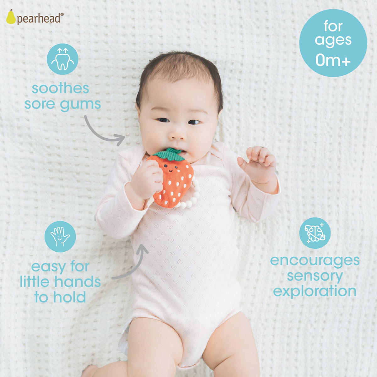 Strawberry Crinkle Baby Teether Toy