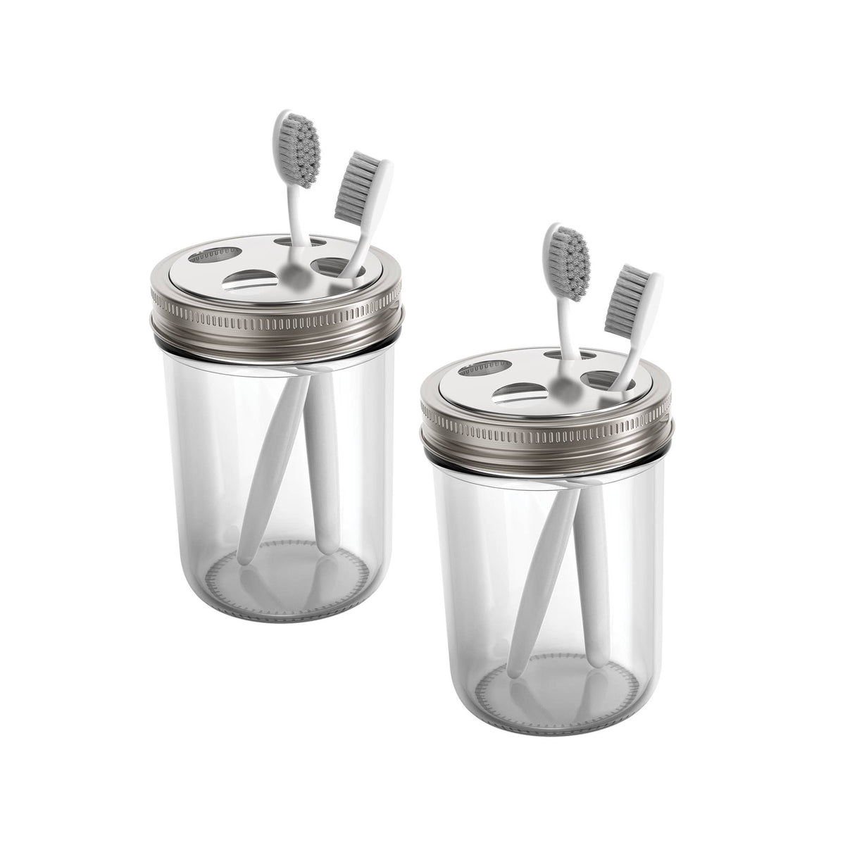 Jarware Toothbrush Holder Lids For Wide Mouth Mason Jars