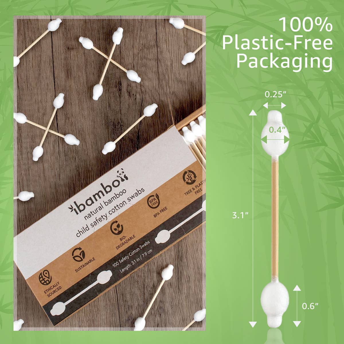Bamboo Child Safety Cotton Swabs - 200 Pack