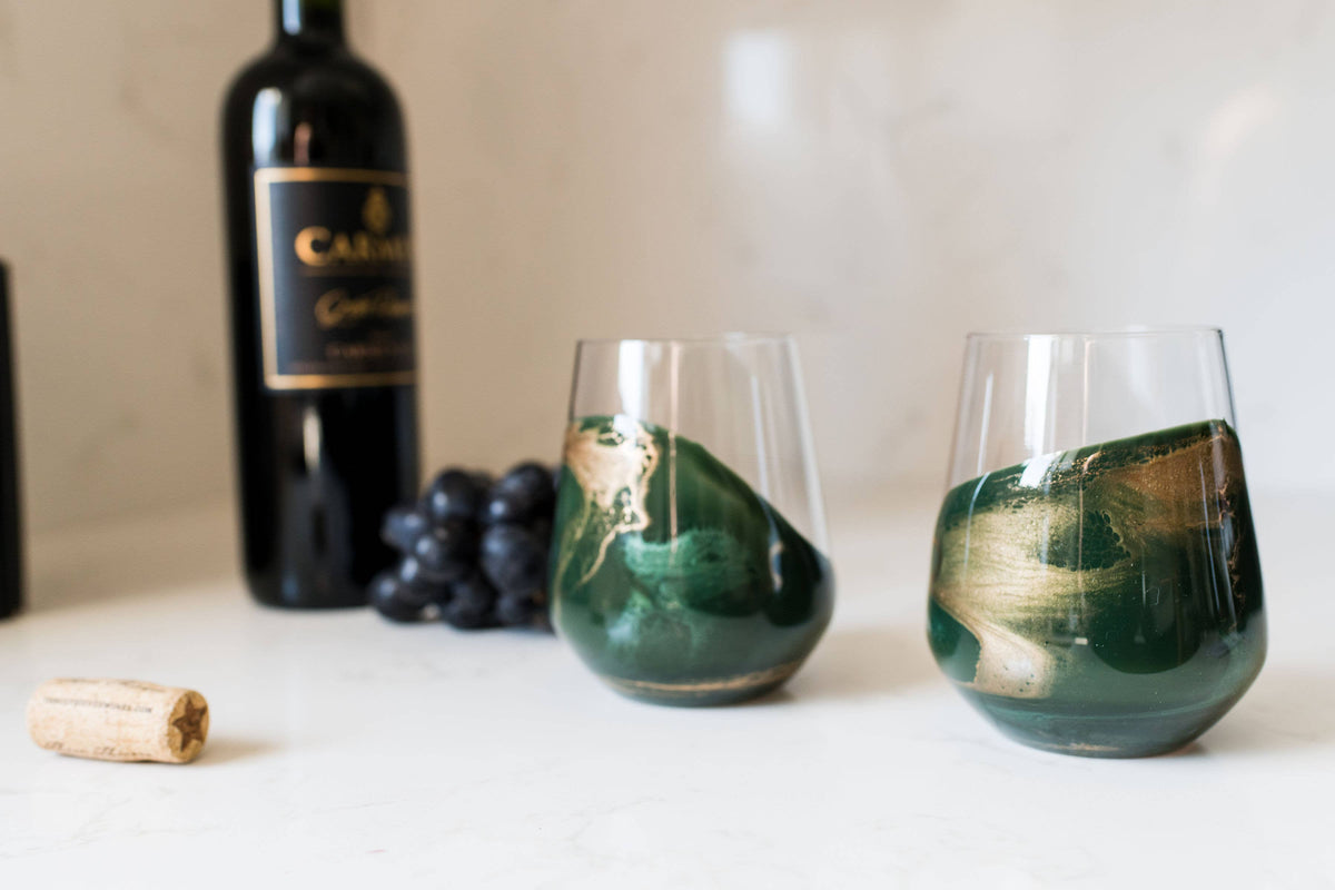 Resin Accented Wine Glasses