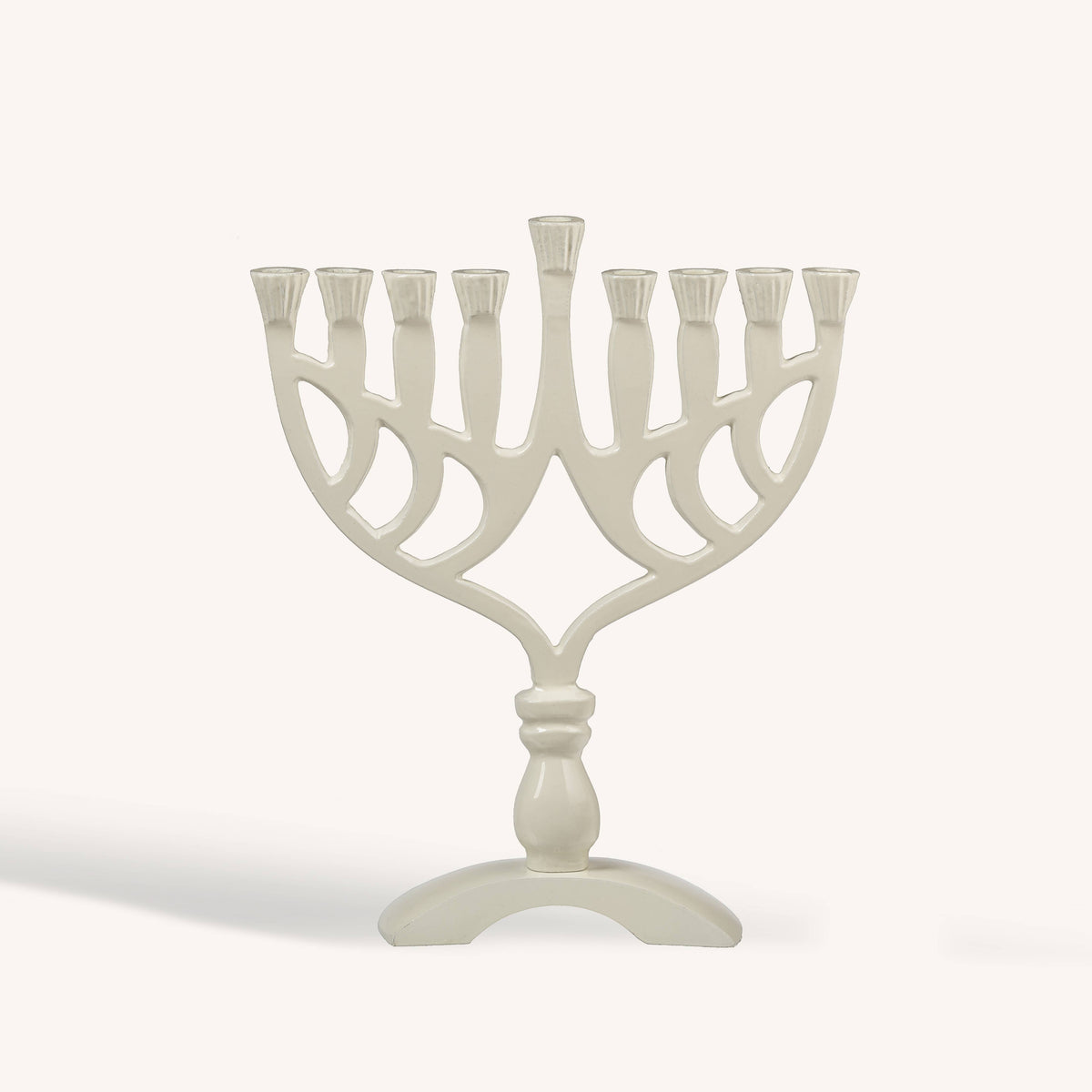 Candle Menorah - White - 7.5 Inch
