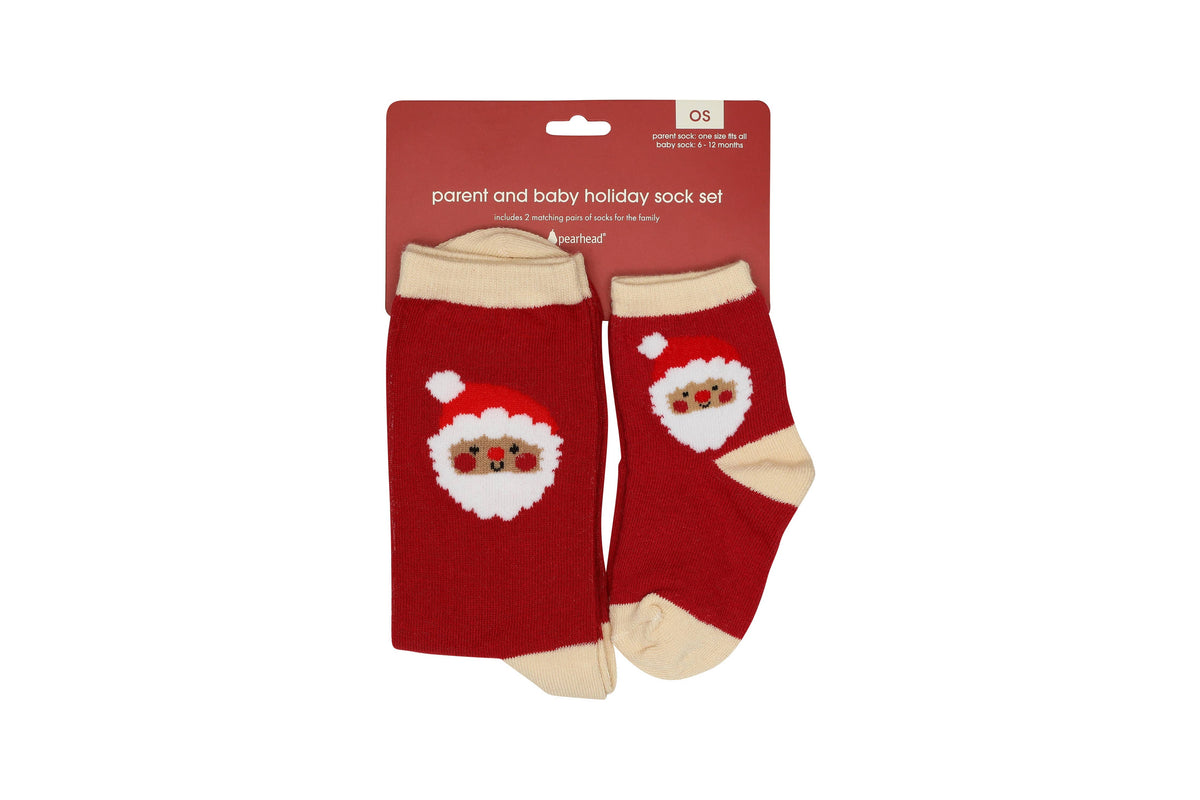 Santa Parent & Baby Christmas Matching Holiday Sock Set