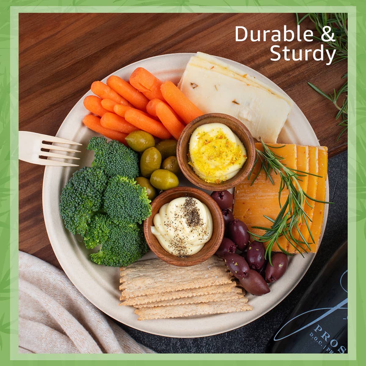 Bamboo Disposable Paper Plates - 9 Inch - 125 Pack