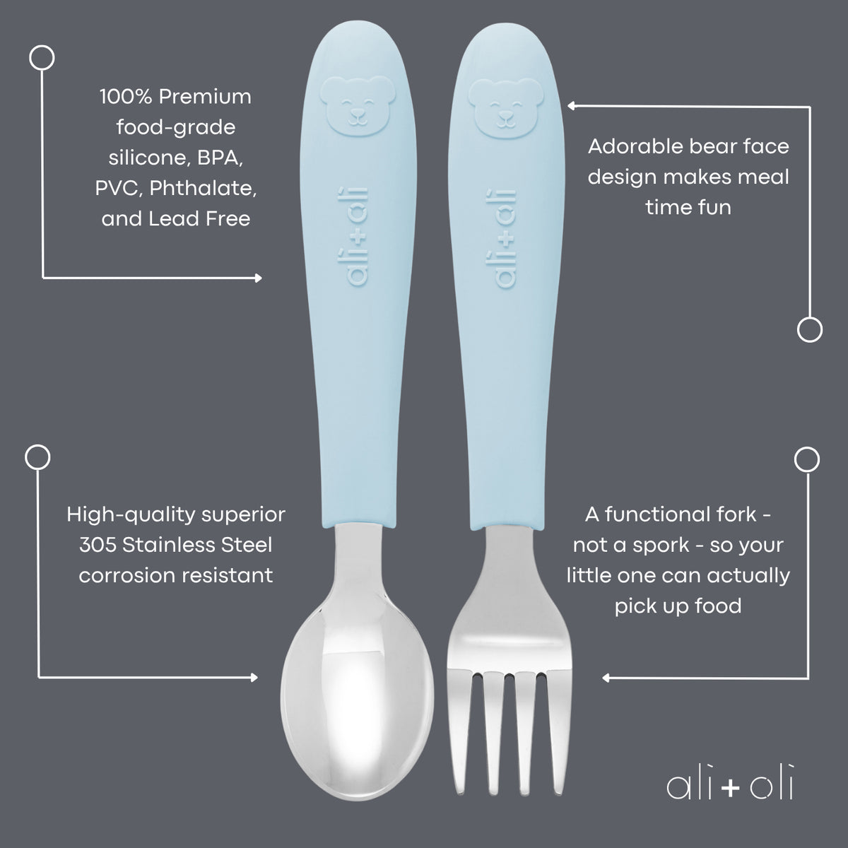 (6pc) Toddler Utensils Set - Stainless Steel (Bears)