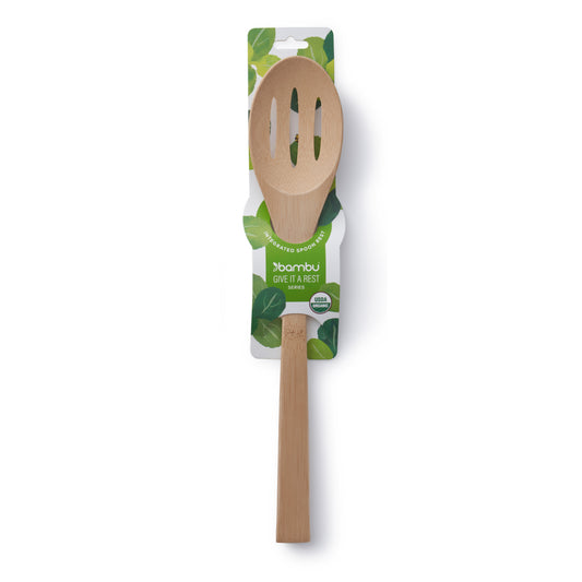 'Give It a Rest' Bamboo Slotted Spoon