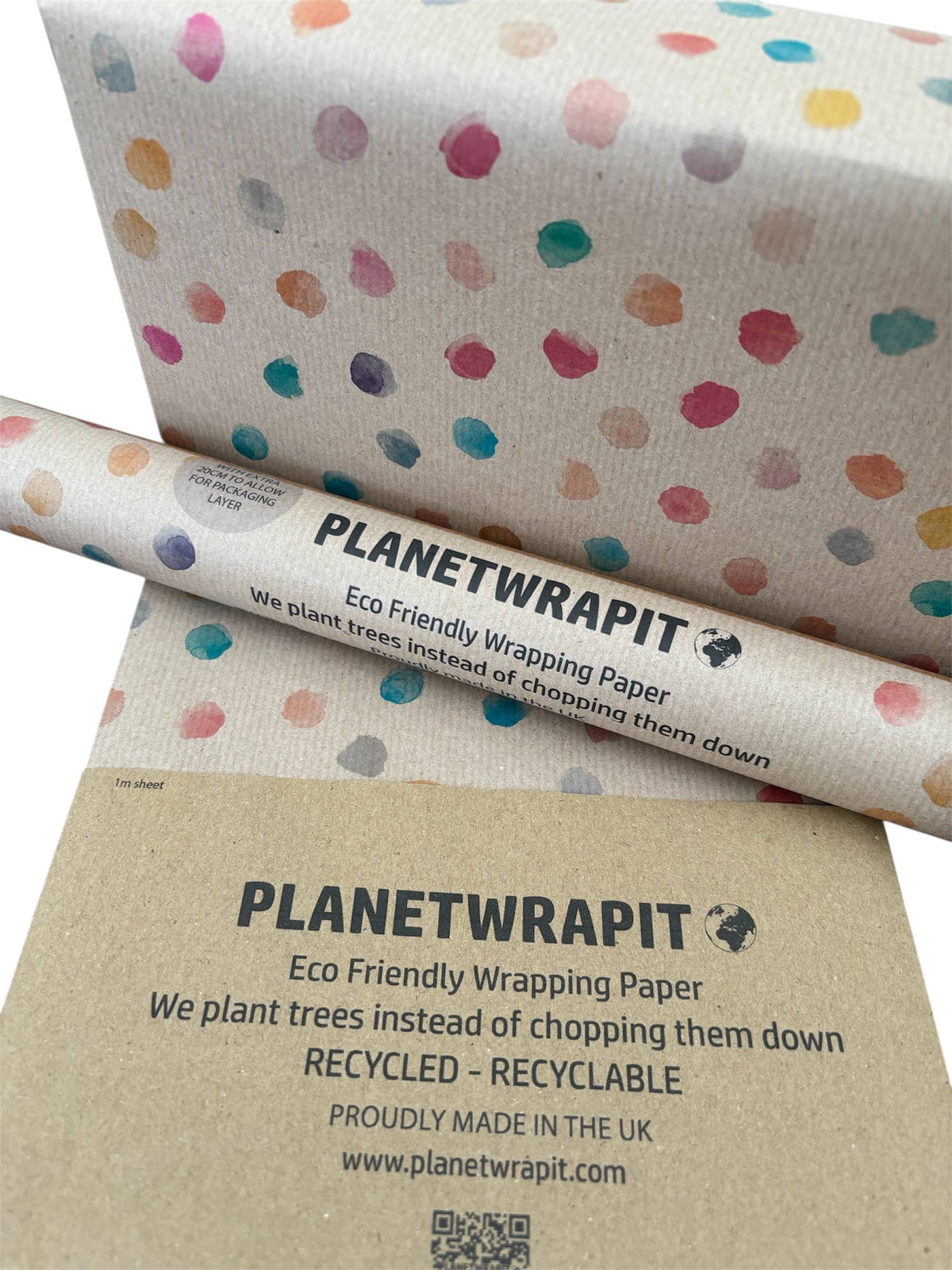 Colour Spots Recycled Kraft Wrapping Paper Gift Wrap