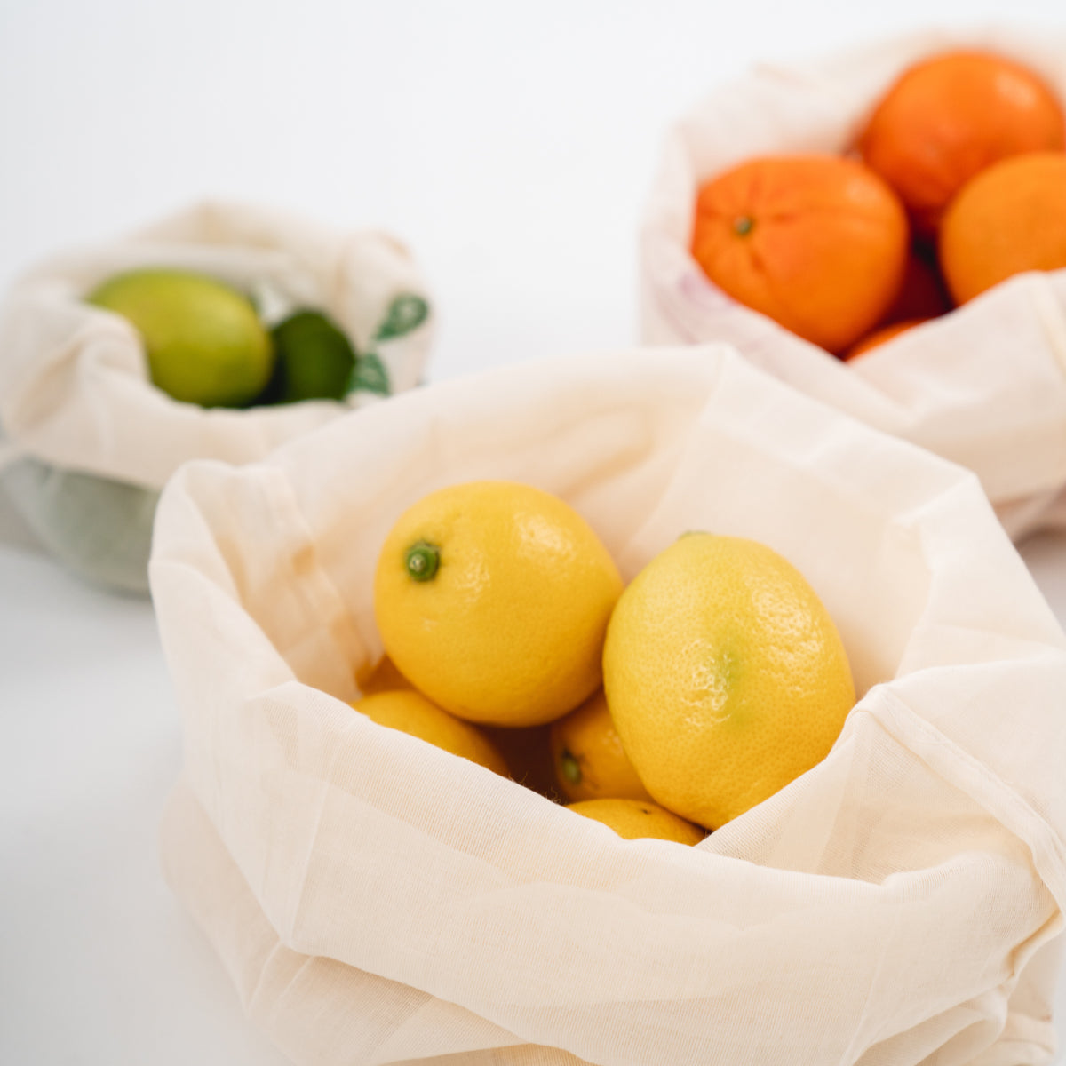 Organic Cotton Printed Reusable Produce Bags - 3 Pack