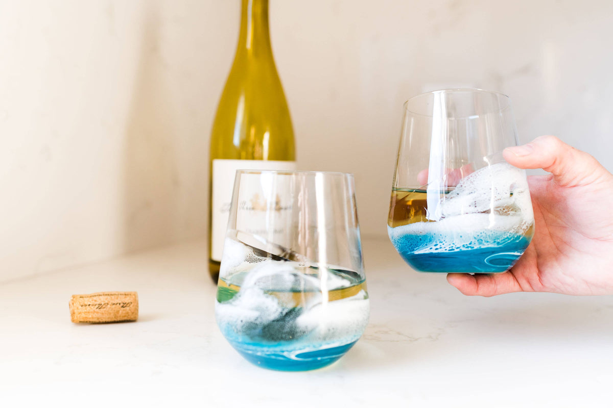 Resin Accented Wine Glasses