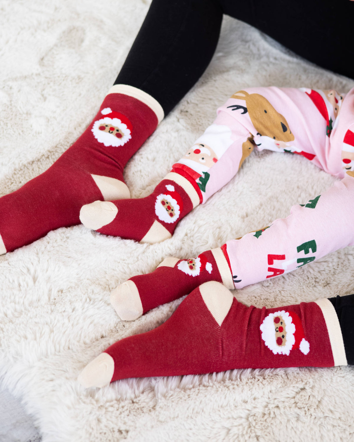 Santa Parent & Baby Christmas Matching Holiday Sock Set