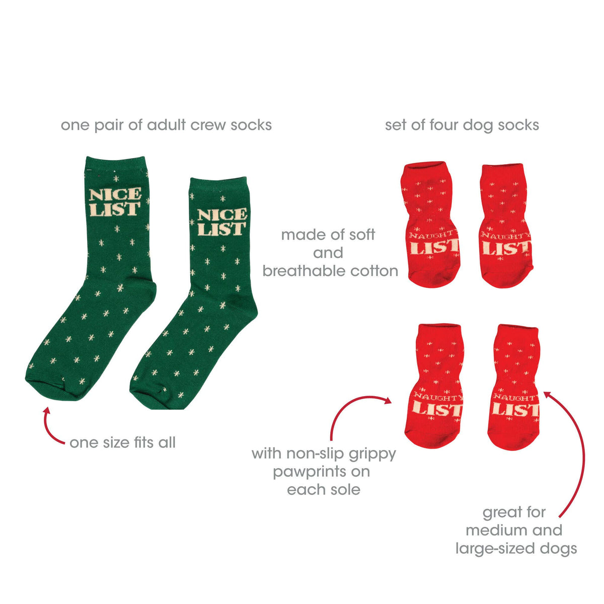 Nice & Naughty List Human & Dog Christmas Sock Set