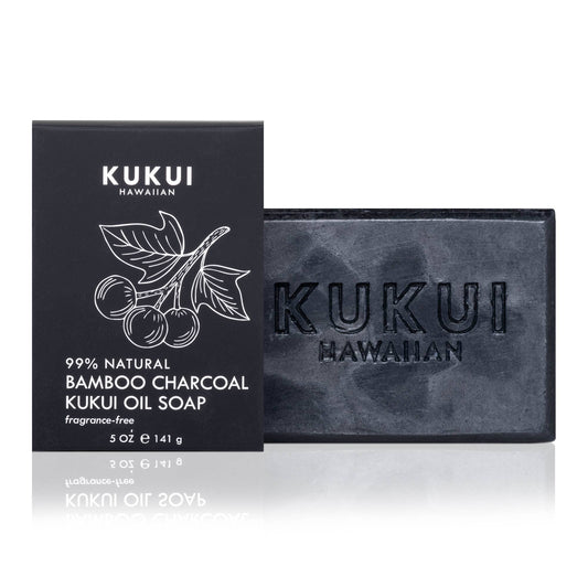 Maui Soap Co. Bamboo Charcoal Kukui Oil Soap, Fragrance-Free, 99% - black bamboo charcoal kukui soap bars and outer carton