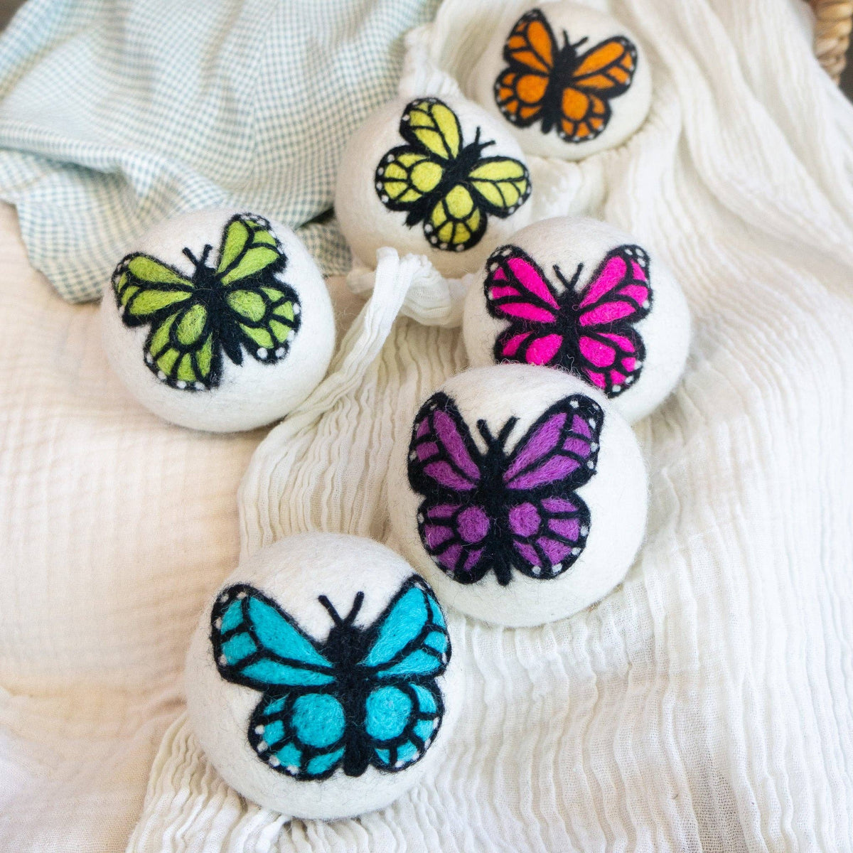 Monarch Butterfly Eco Wool Dryer Ball Set of 3 - Moon