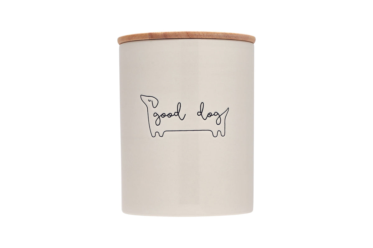 Good Dog Ceramic Treat Jar with Wooden Lid